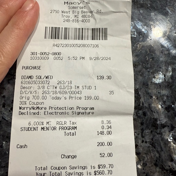 Diamond Stud Earrings - Picture 2 of 2